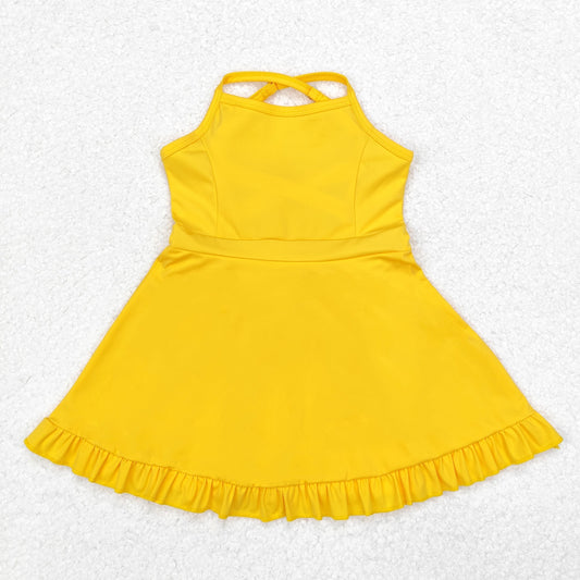 RTS NO MOQ ETA 5-7DAYS ARRIVED S0455 Solid yellow sportswear skirt swimsuit