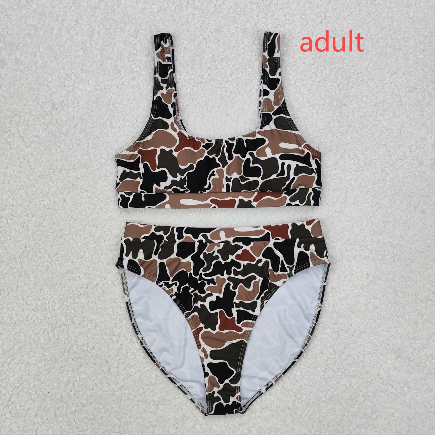 RTS NO MOQ ETA 5/7days arrived S0480 Adult female camouflage beige swimsuit set