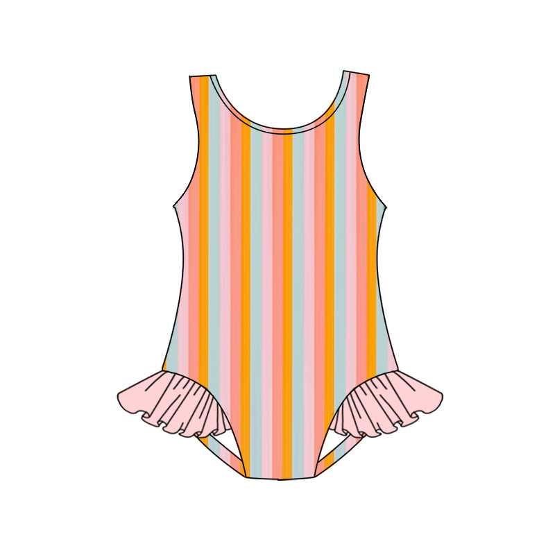 no moq S0500 PRE-ORDER baby girl clothes striped jumpsuit swimsuit -2025.1.8