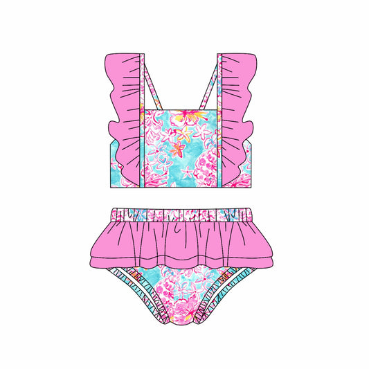 no moq S0522 PRE-ORDER baby girl clothes floral pattern swimsuit -2025.1.11