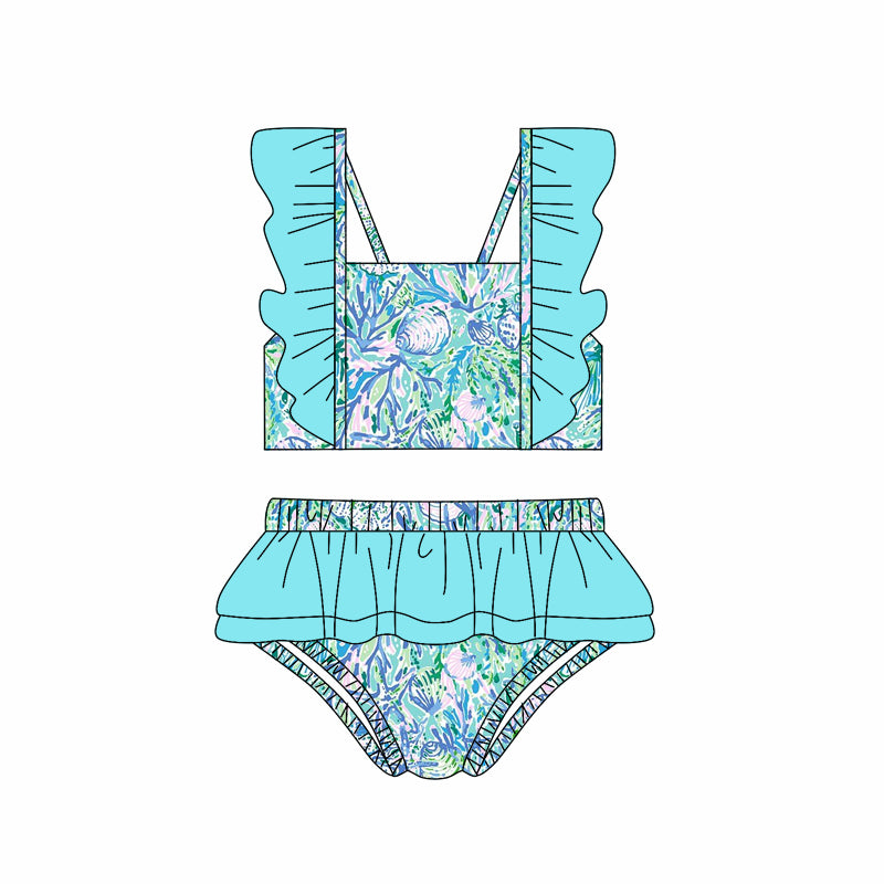 no moq S0523 PRE-ORDER baby girl clothes floral pattern swimsuit -2025.1.11