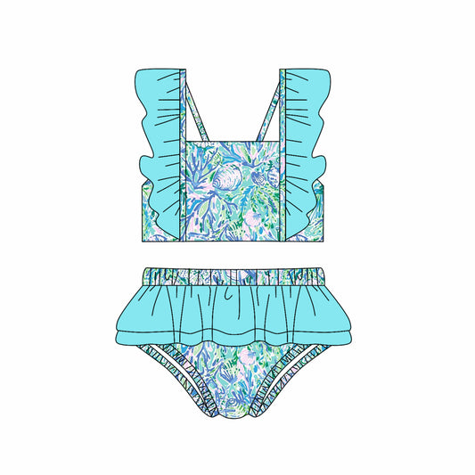 no moq S0523 PRE-ORDER baby girl clothes floral pattern swimsuit -2025.1.11