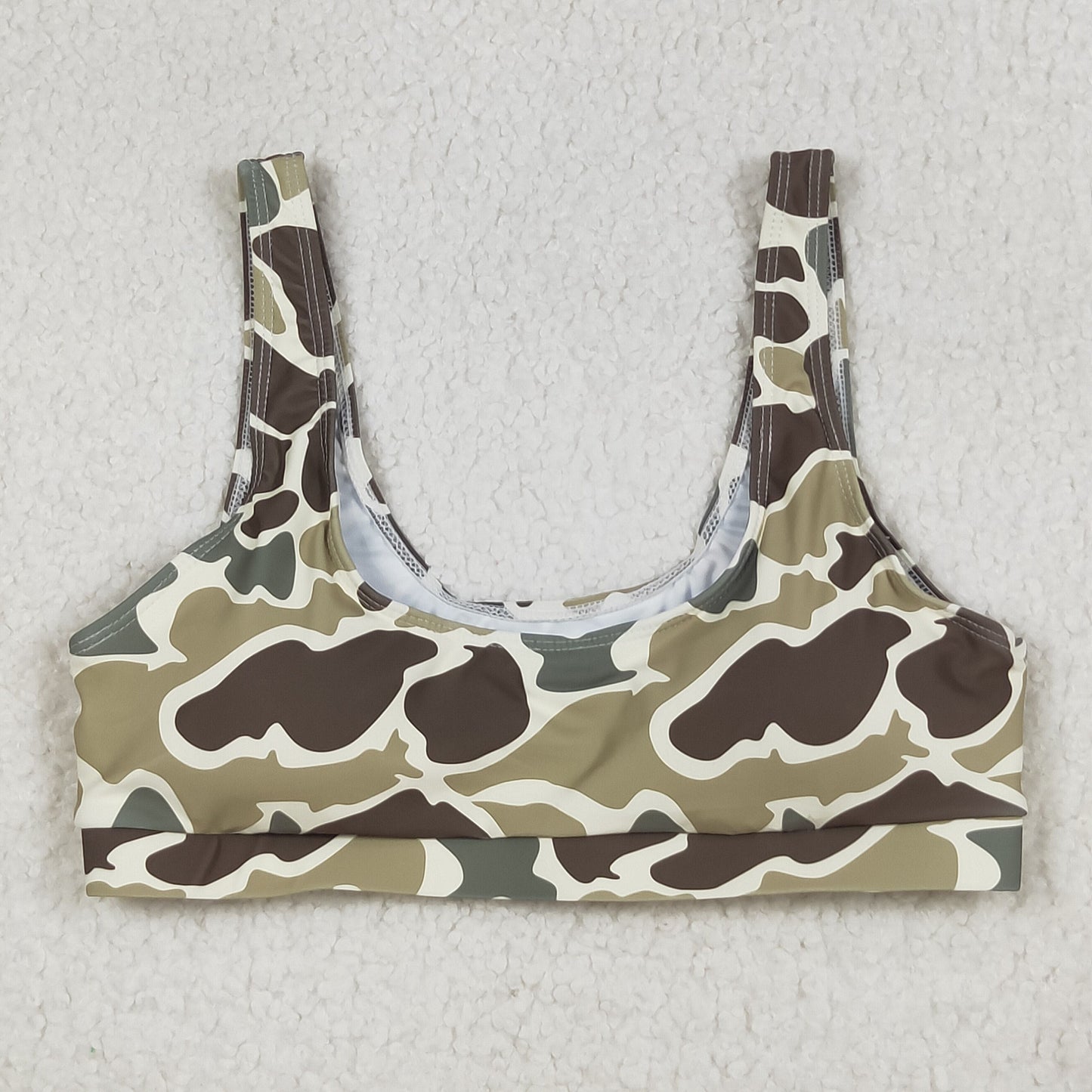 RTS NO MOQ（In Stock) S0570 Adult female brown green camouflage swimsuit vest
