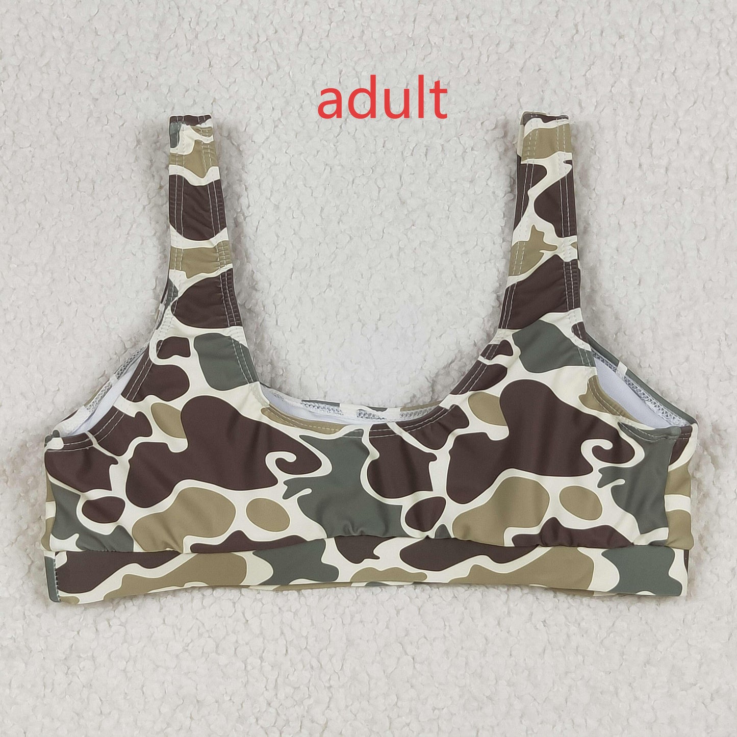 RTS NO MOQ（In Stock) S0570 Adult female brown green camouflage swimsuit vest