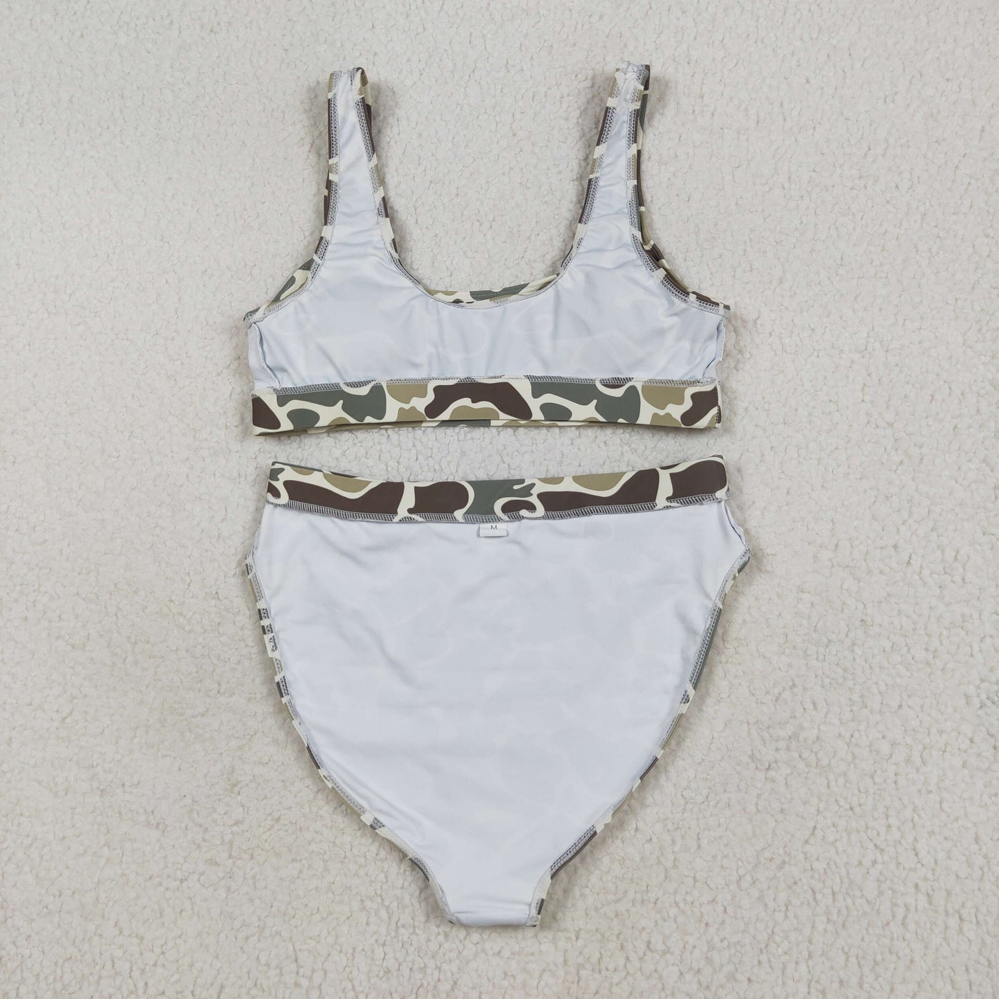 RTS NO MOQ（In Stock) S0570+S0571 Adult female brown green camouflage swimsuit vest briefs sets