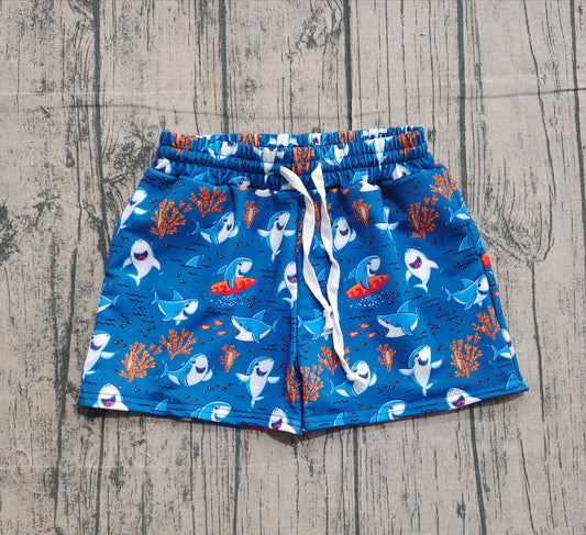 (Pre Order) No moq S0585 pre order baby Boys clothes summer shark blue Swim Trunks-25.11.6