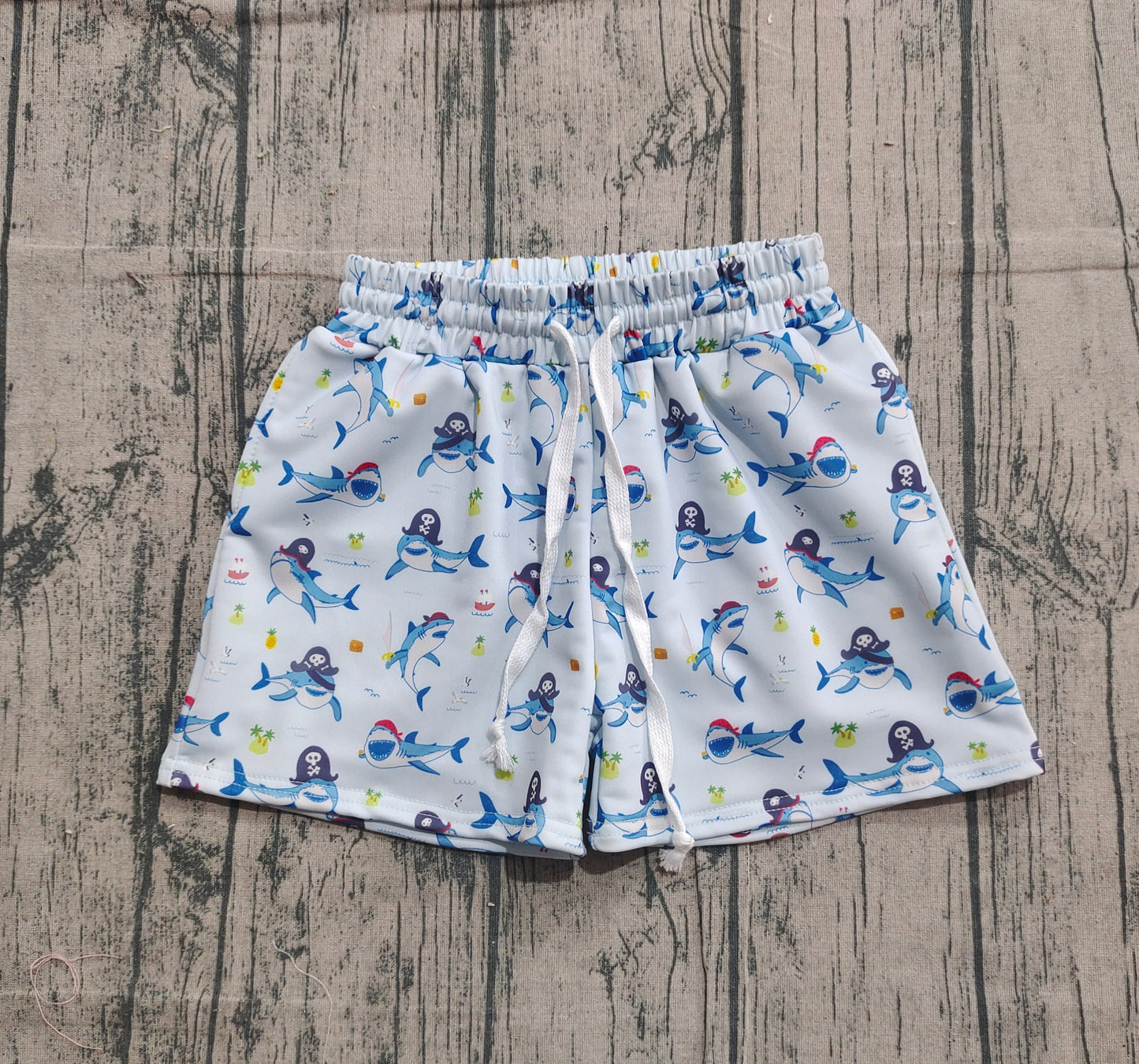 (Pre Order) No moq S0586 pre order baby Boys clothes summer shark Swim Trunks-25.11.6