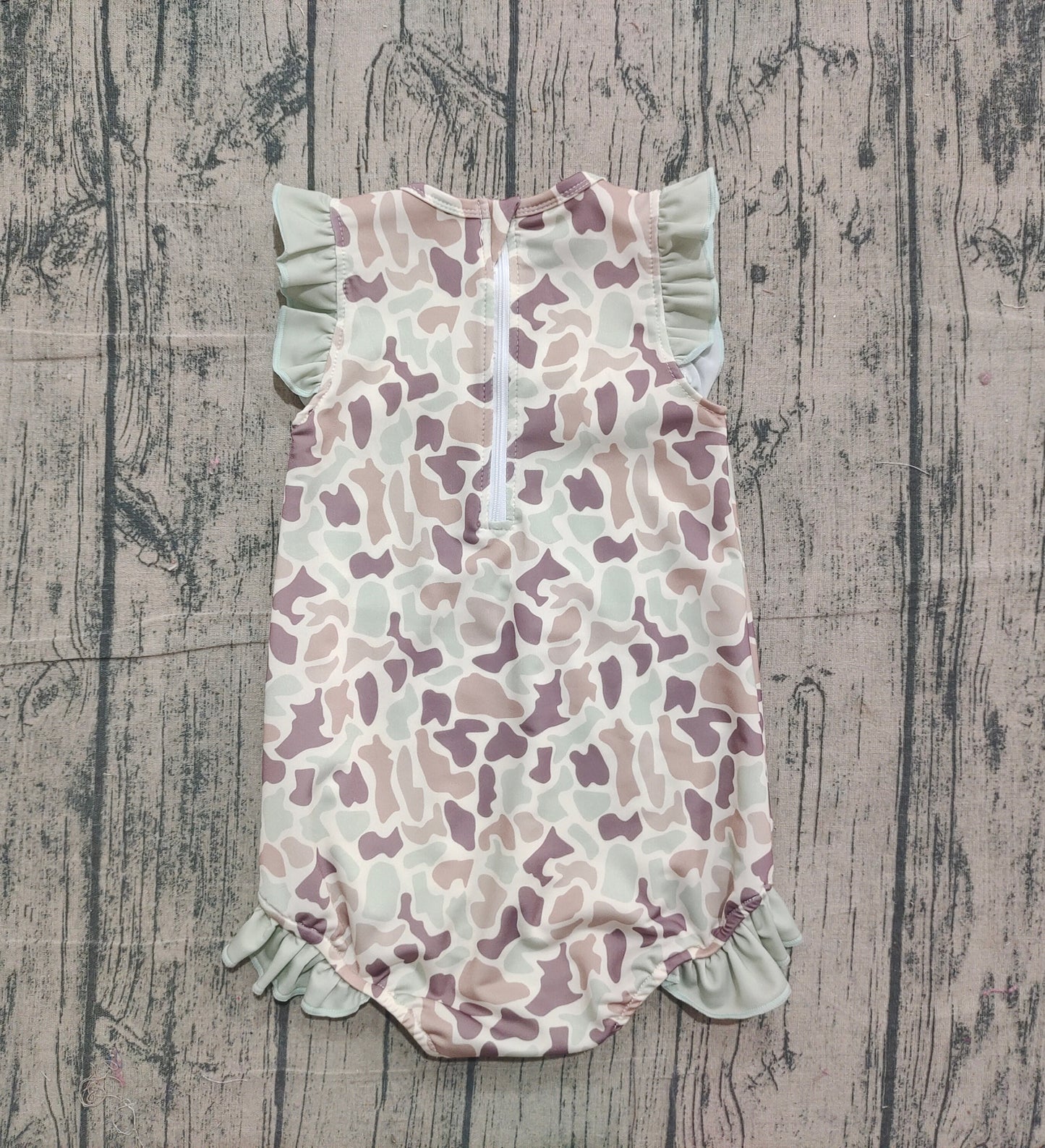 (Pre Order) No moq S0595 PRE-ORDER baby girl clothes camouflage summer swimsuit -2025.11.11