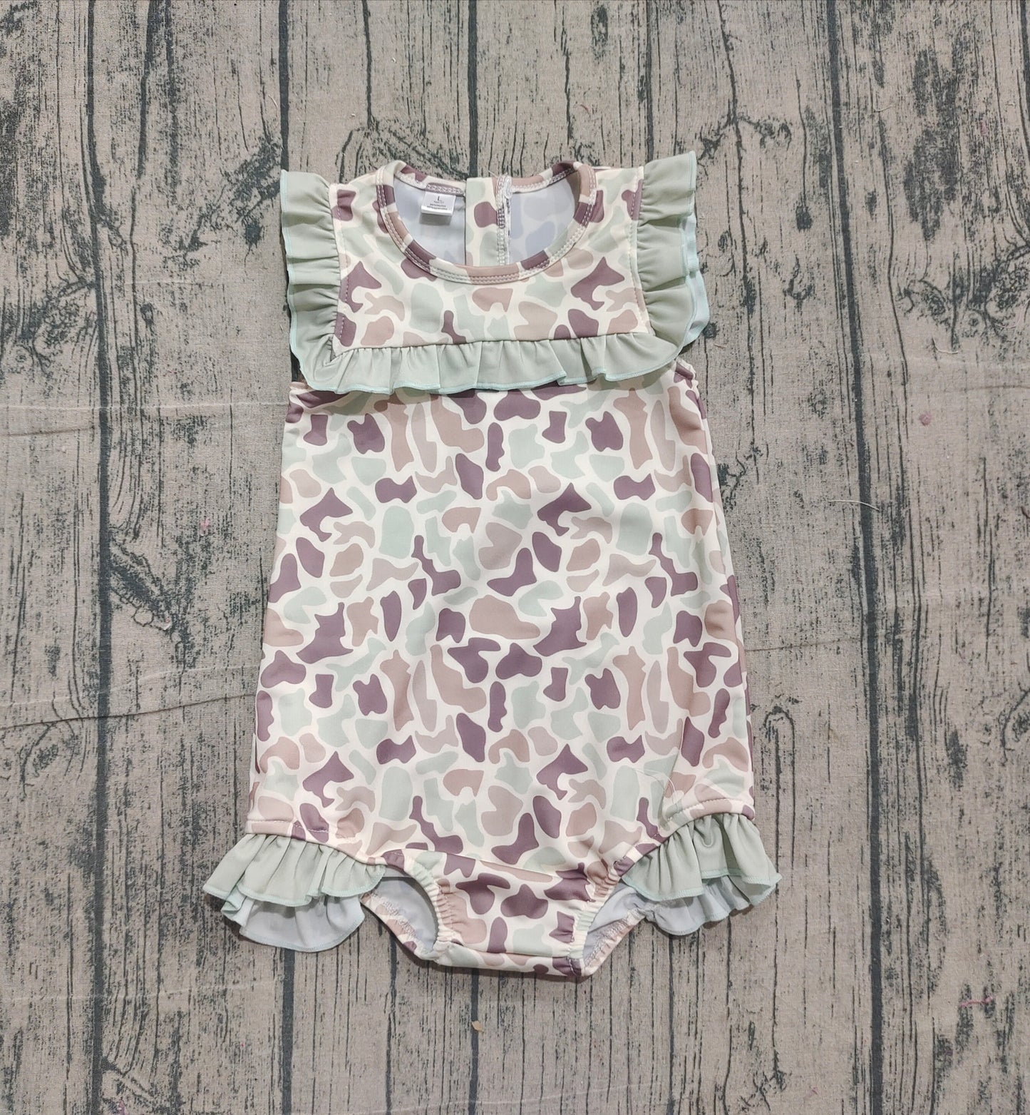 (Pre Order) No moq S0595 PRE-ORDER baby girl clothes camouflage summer swimsuit -2025.11.11