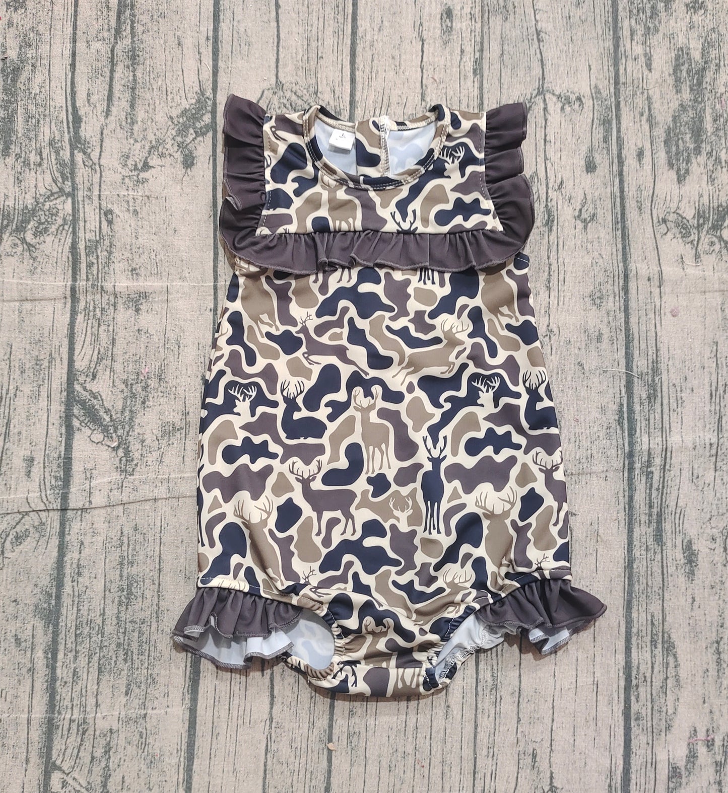 (Pre Order) No moq S0597 PRE-ORDER baby girl clothes camouflage summer swimsuit -2025.11.11