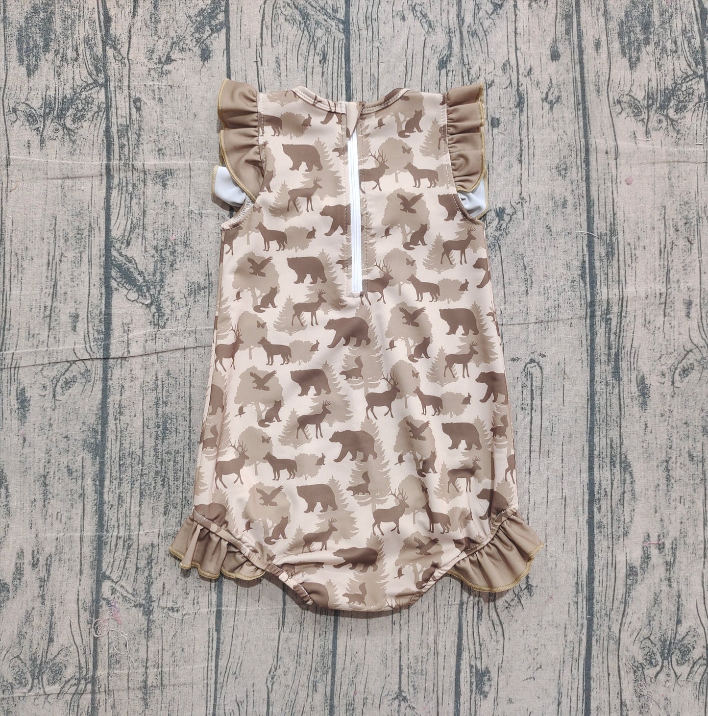 (Pre Order) No moq S0599 PRE-ORDER baby girl clothes camouflage summer swimsuit -2025.11.11