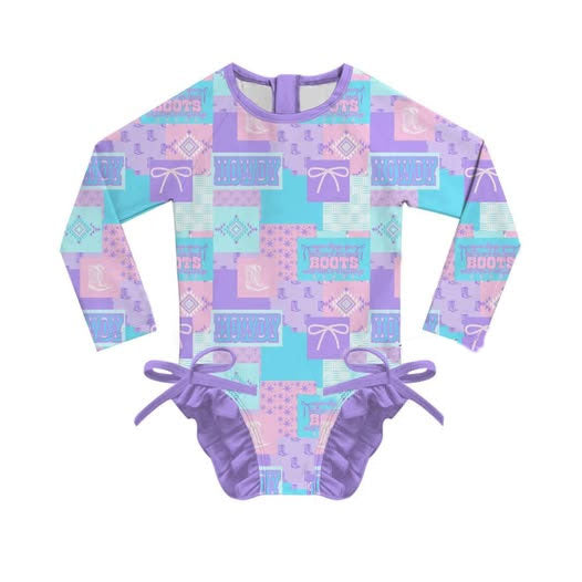 (Pre Order) No moq S0628 PRE-ORDER baby girl clothes summer long sleeve swimsuit -2025.11.20