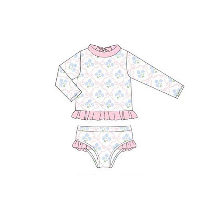 (Pre Order) No moq S0658 PRE-ORDER baby girl clothes summer long sleeve swimsuit -2025.11.26