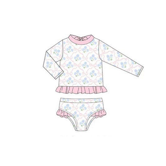 (Pre Order) No moq S0658 PRE-ORDER baby girl clothes summer long sleeve swimsuit -2025.11.26