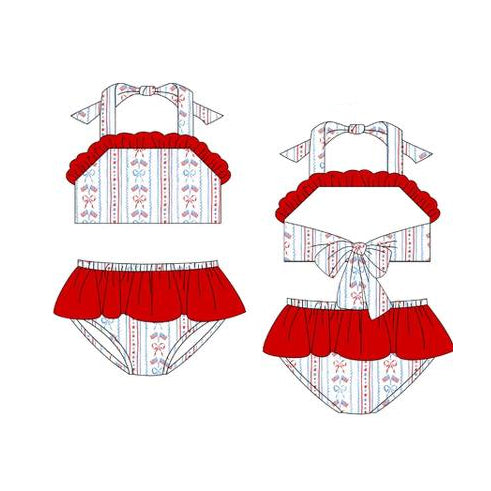 (Pre Order) No moq S0665 PRE-ORDER baby girl clothes summer vest swimsuit -2025.11.26