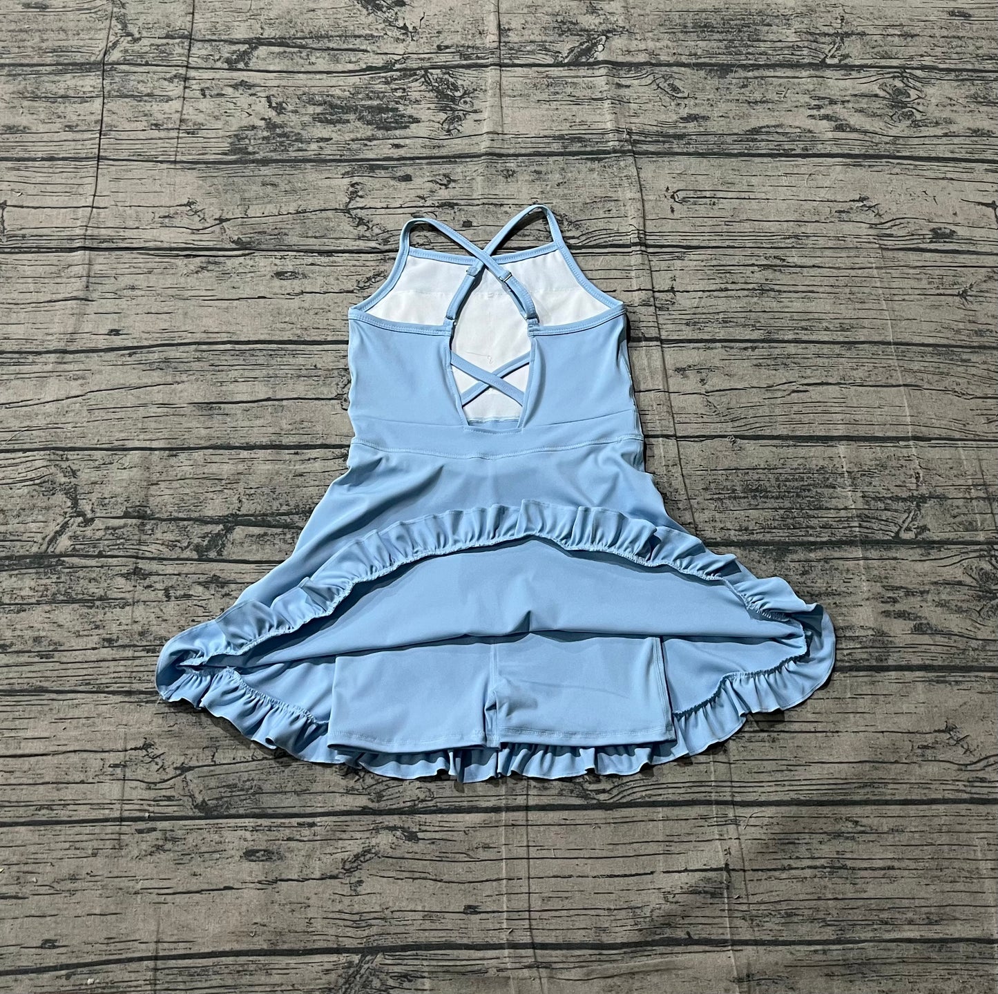 (Pre Order) No moq S0713 PRE-ORDER baby girl clothes summer yoga blue vest swimsuit -26.1.15