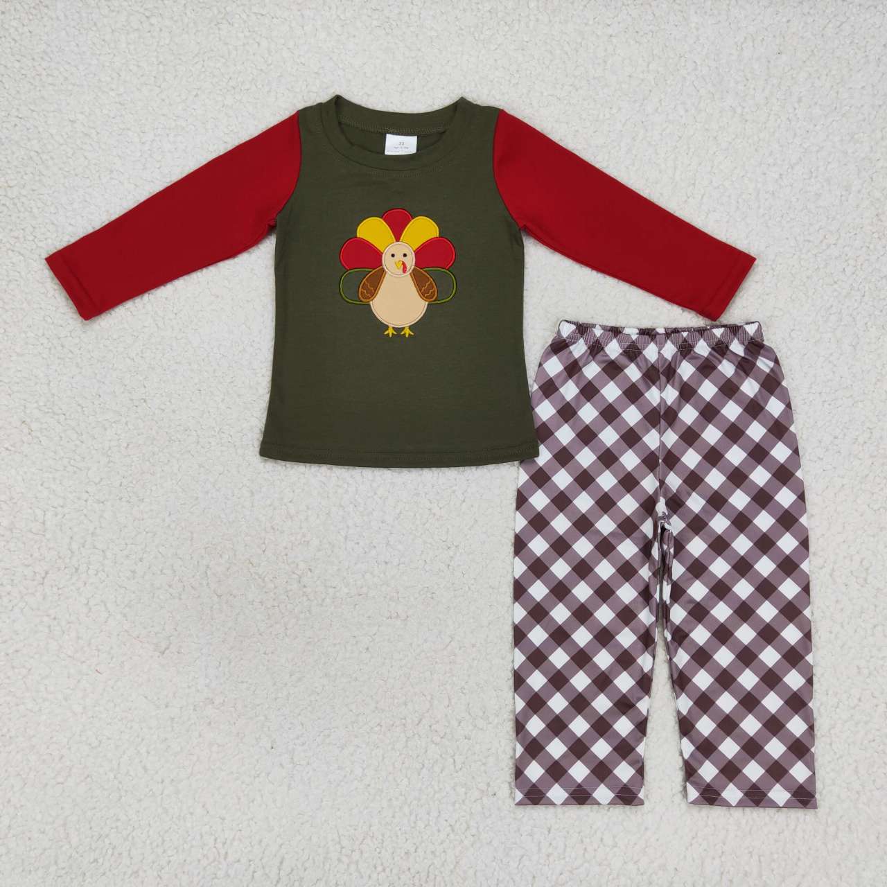 BLP0339 Embroidered turkey khaki plaid dark green burgundy long-sleeved trousers suit