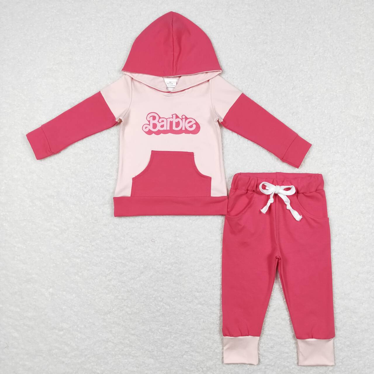 P0352 pocket pink trousers + GT0400 barbie pink pocket hooded long sleeve top