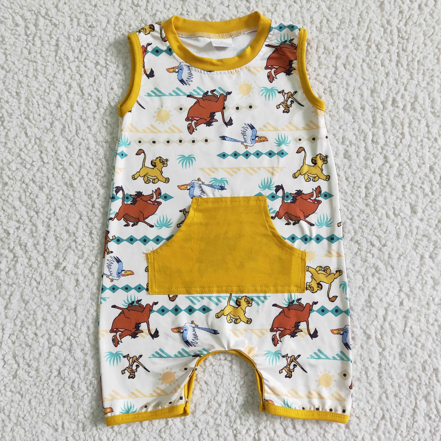 RTS NO MOQ ETA 5/7days Arrived SR0026 Boys Lion King Pocket Sleeveless Bodysuit