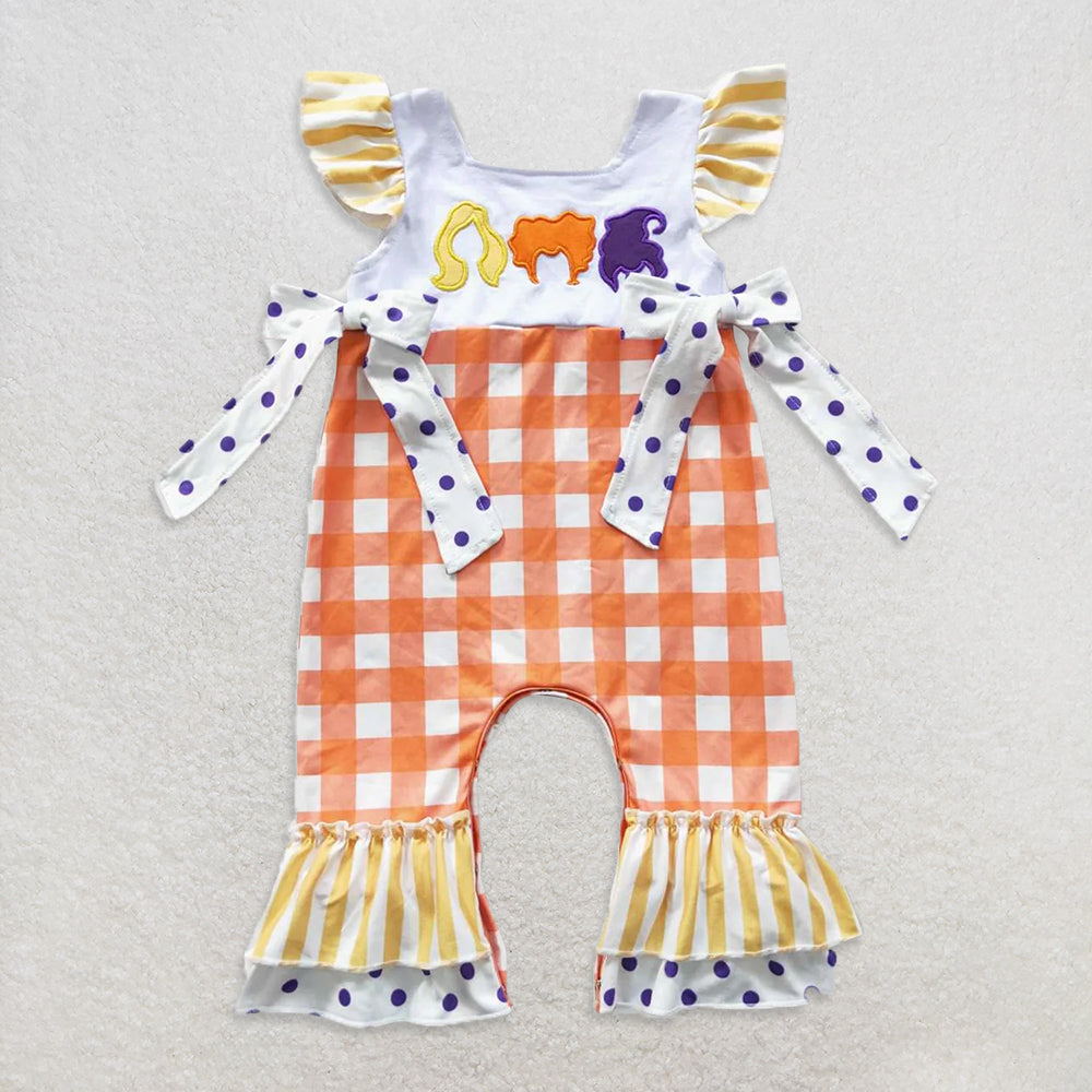 RTS NO MOQ Sibling baby girl clothes halloween hocus flying sleeve romper & dress