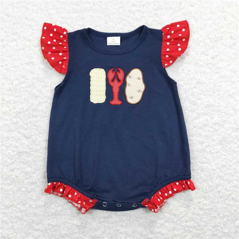 RTS NO MOQ Girls clothes embroidery potatoes short sleeve Clothes Sets romper