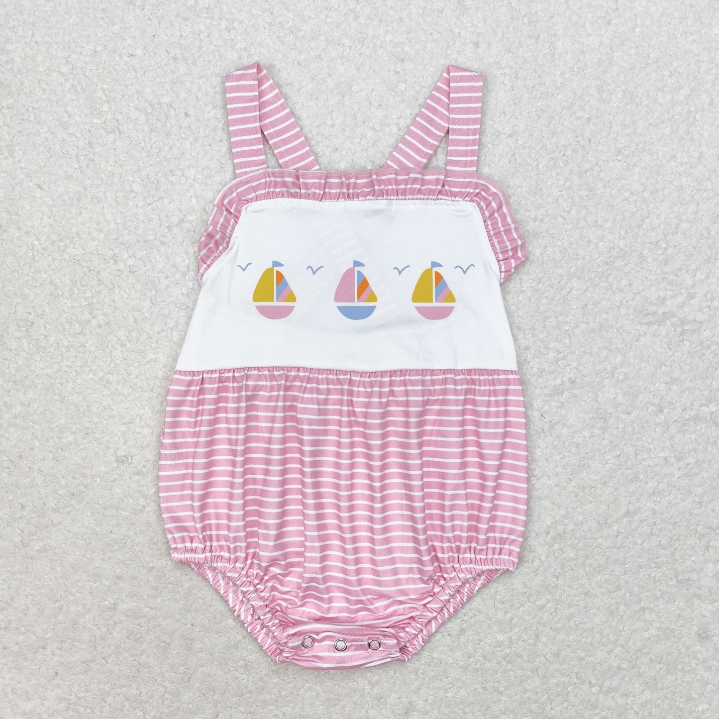 RTS no moq SR1058 Pink vest bodysuit with sailboat stripes
