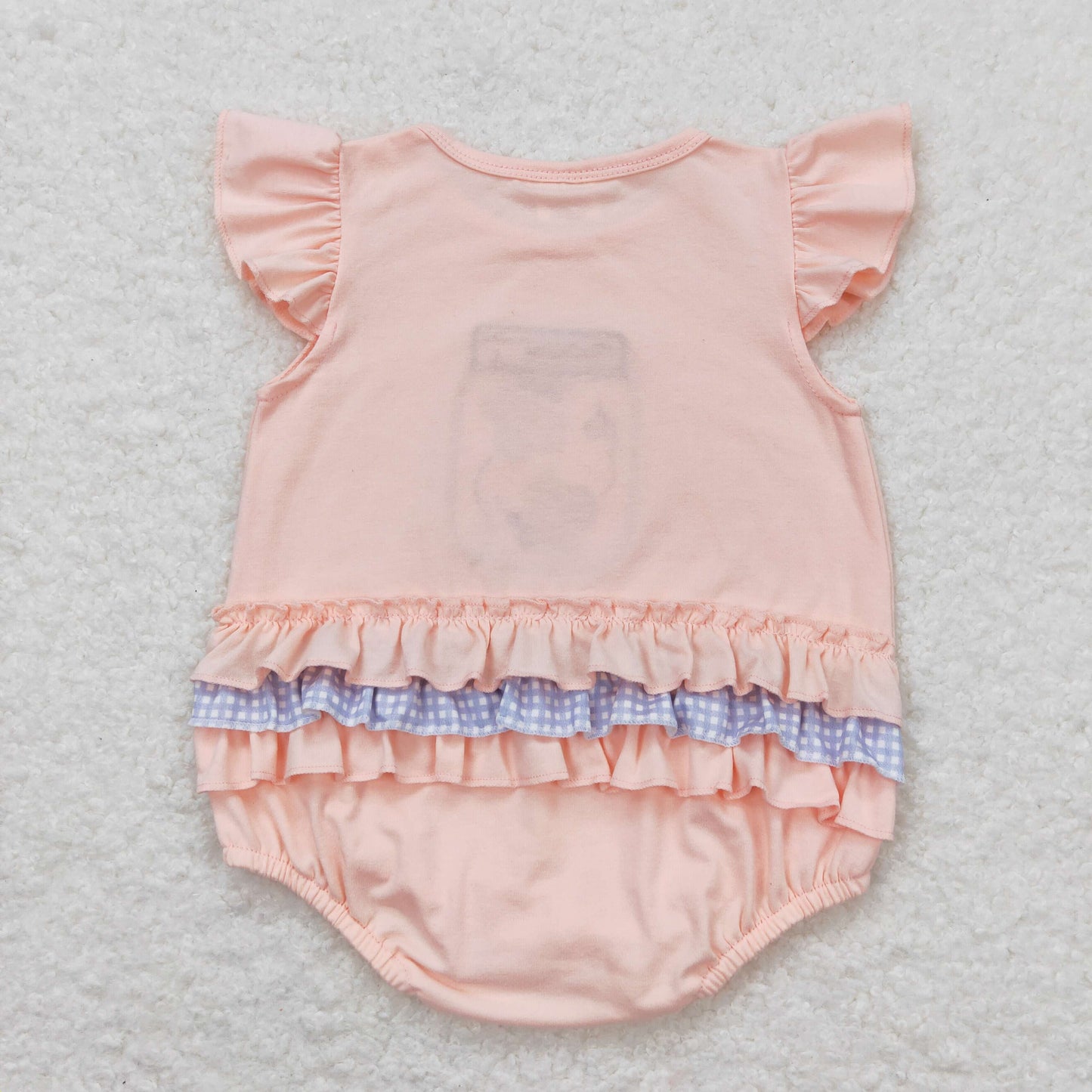 SR1112 Little Bee Blue Plaid Lace Pink Orange Vest Jumpsuit