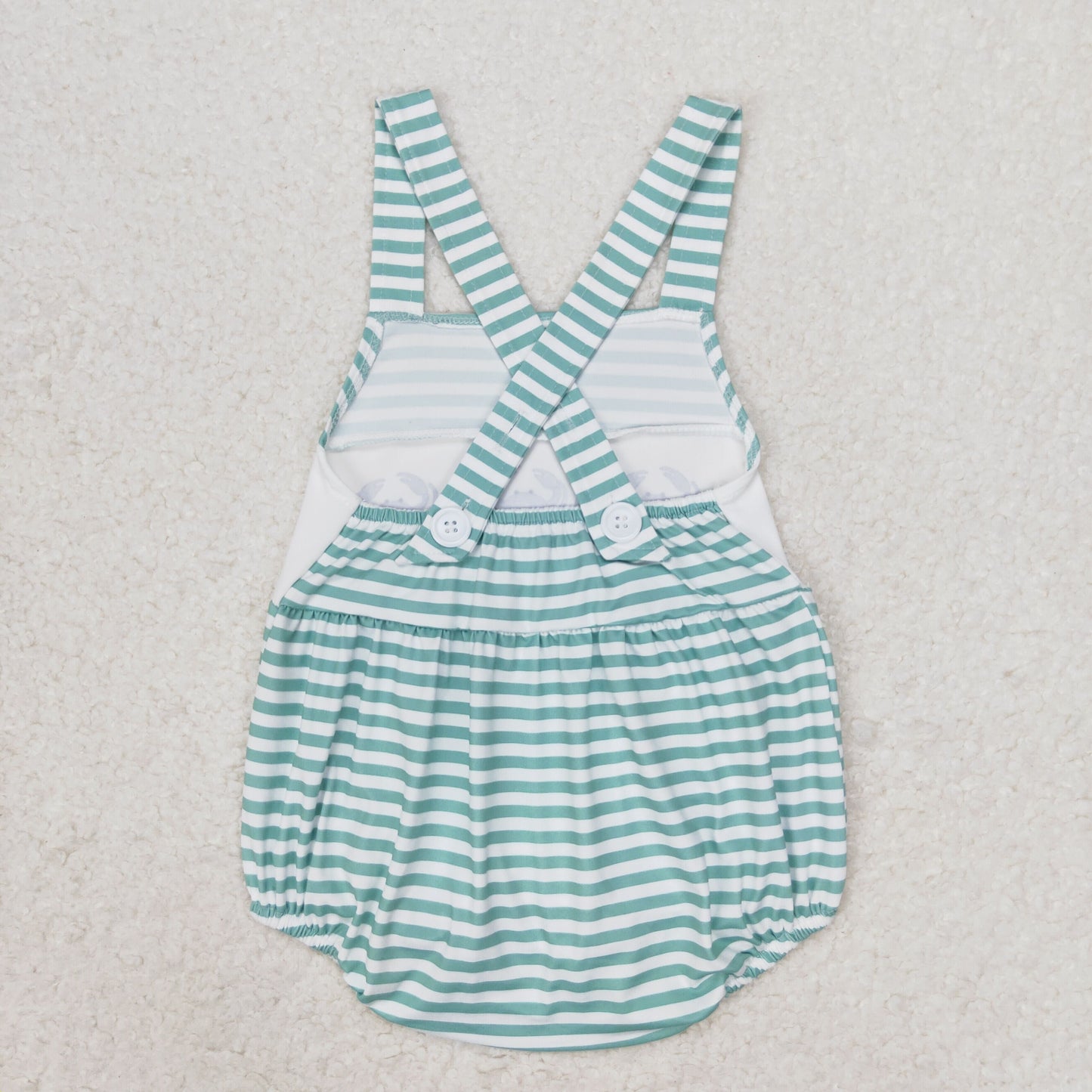 RTS no moq SR1118 Blue crab green striped vest onesie