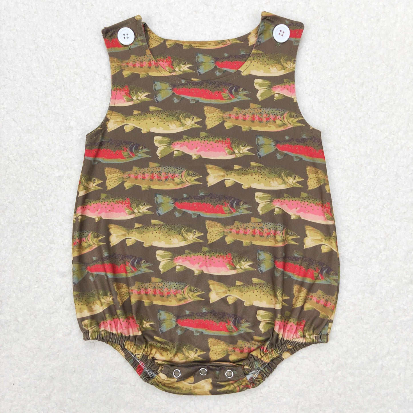 RTS no moq SR1165 Fish pattern army green vest jumpsuit