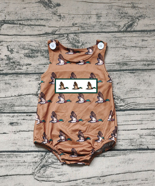 SR1285 Boys summer duck brown sleeveless romper