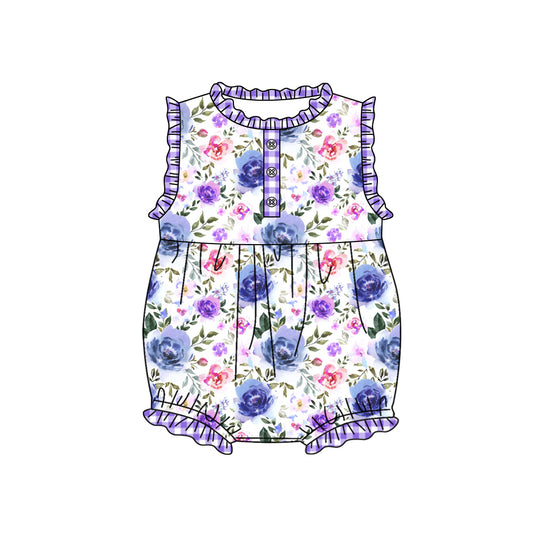 SR1344 pre-order baby girl clothes light purple flower summer romper