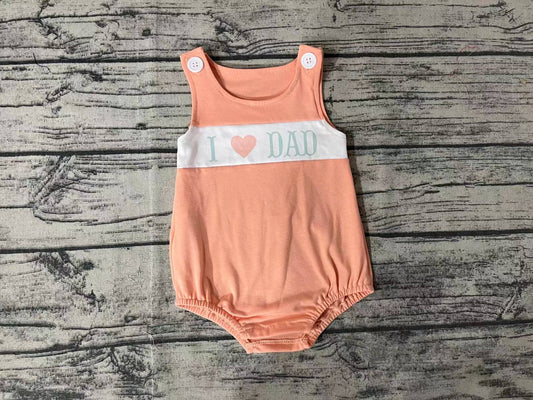 SR1350 pre-order baby boys clothes I love dad letter pink and orange vest jumpsuit