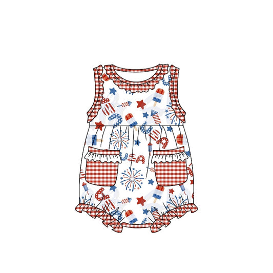 SR1365 pre-order baby girl clothes 4th of July patriotic toddler girl summer romper