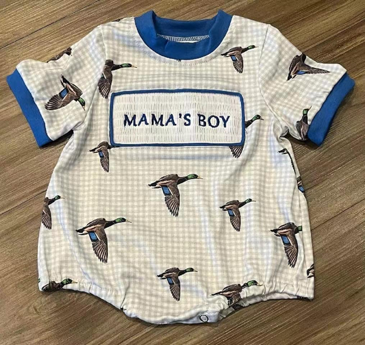 SR1377 pre-order baby boy clothes mama’s boy mallard toddler boy summer romper
