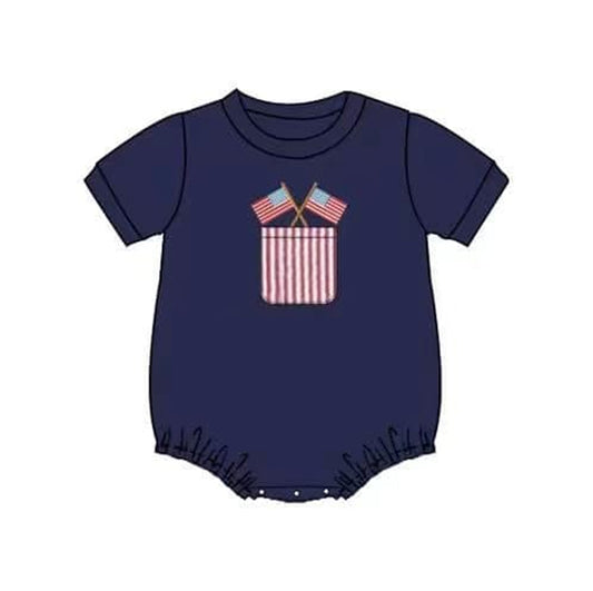 SR1386 pre-order baby boy clothes 4th of July patriotic toddler boy summer romper