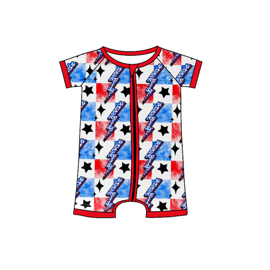 SR1387 pre-order baby boy clothes 4th of July patriotic toddler boy summer romper