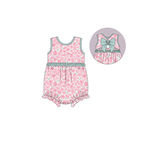 SR1418 pre-order baby girls floral light pink sleeveless romper