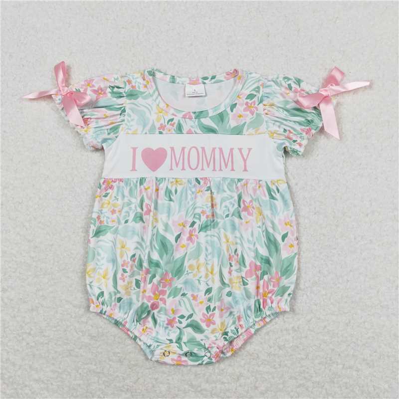 Rts no moq GSD1092  SR1471  I love mommy  I love mommy short-sleeved dress with letters, flowers and leaves
