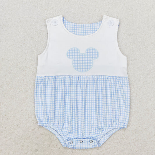 RTS no moq SR1534 Mickey blue plaid vest bodysuit