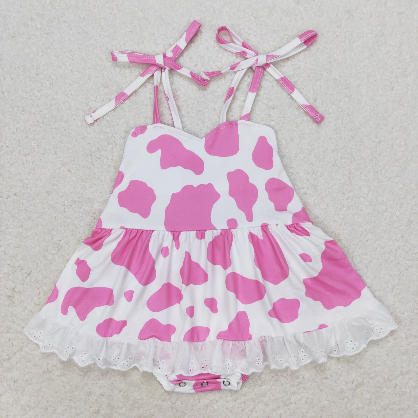 RTS no moq SR1549 Pink cow print suspender romper