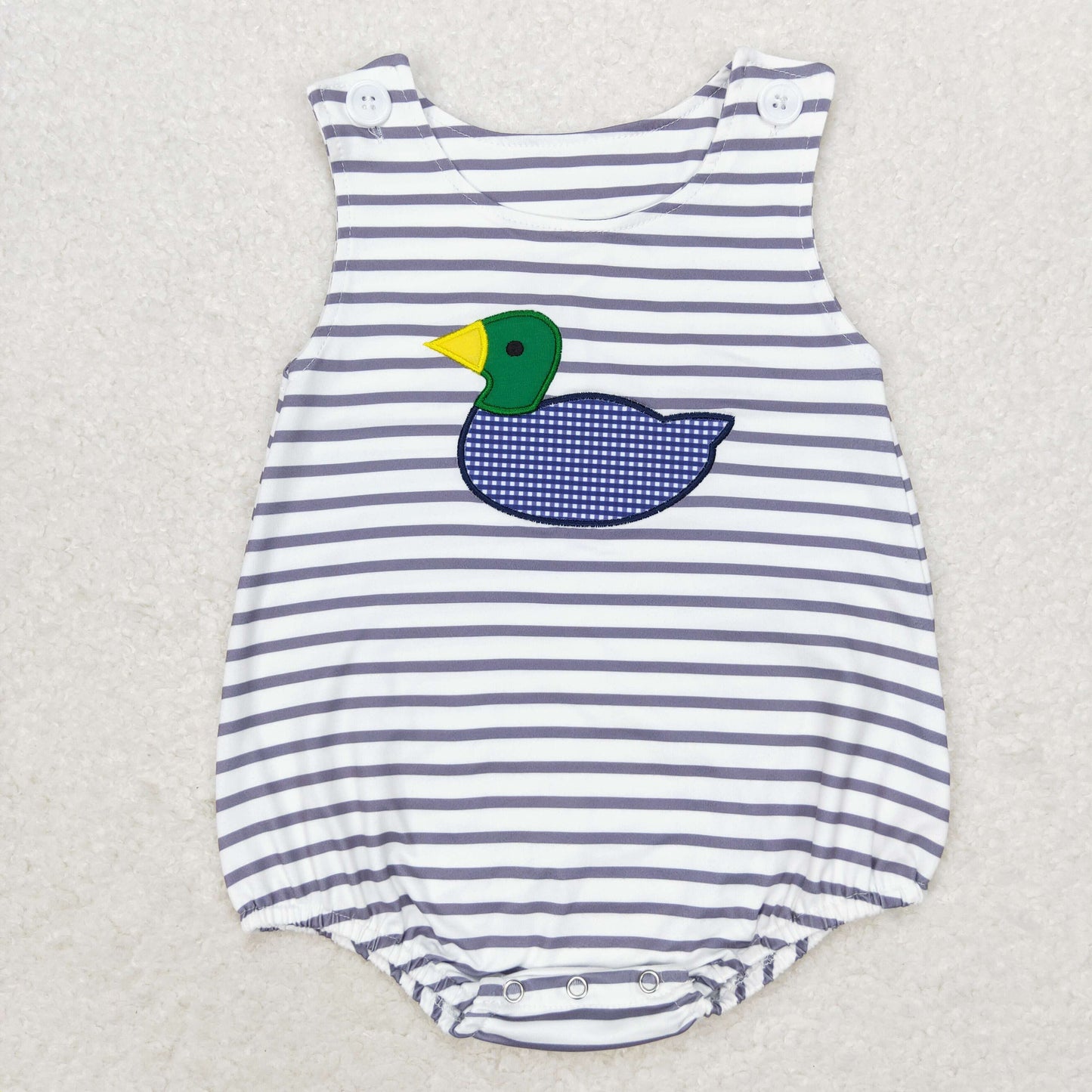 RTS no moq SR1592 Embroidered duck grey striped vest bodysuit