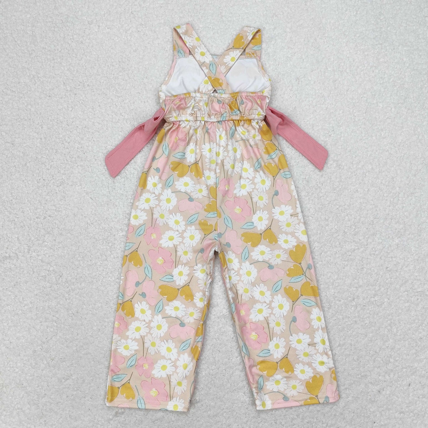 rts no moq SR1674 Flower brown and yellow suspender jumpsuit