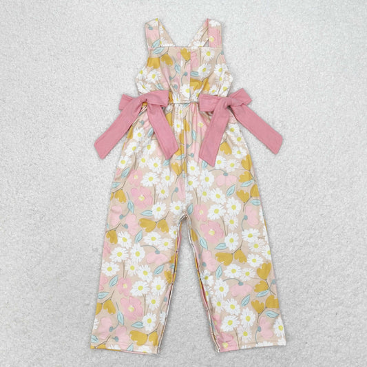 rts no moq SR1674 Flower brown and yellow suspender jumpsuit