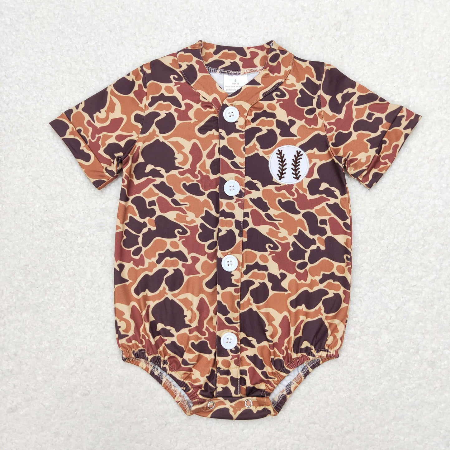 RTS no moq SR1684 Embroidered baseball brown camouflage short-sleeved jumpsuit