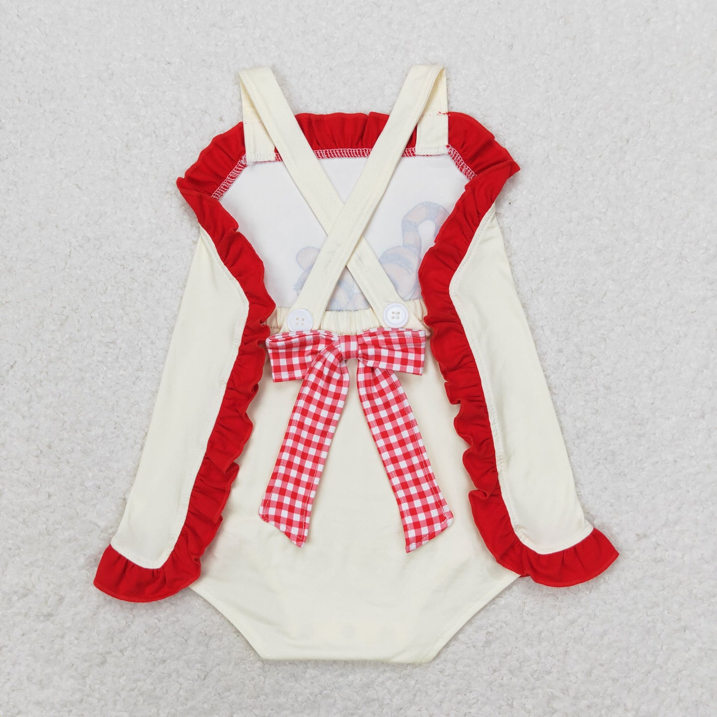 RTS no moq SR1705 Winnie the Pooh red lace bow beige vest jumpsuit