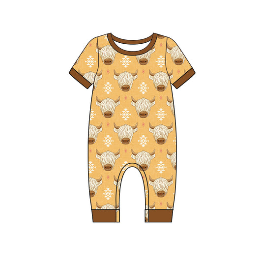 SR1802 pre-order baby boy clothes cow pattern toddler boy summer romper-2024.4.23