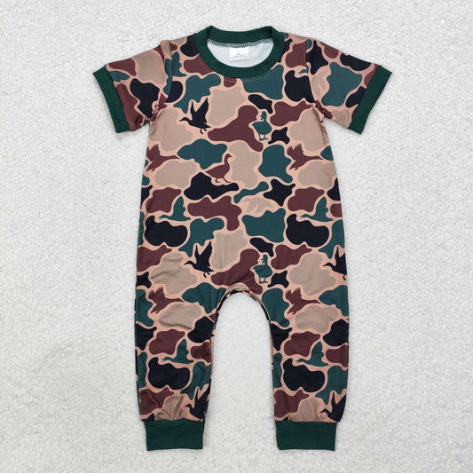 RTS NO MOQ ETA 5/7days Arrived SR1816 Duck camouflage army green short-sleeved jumpsuit