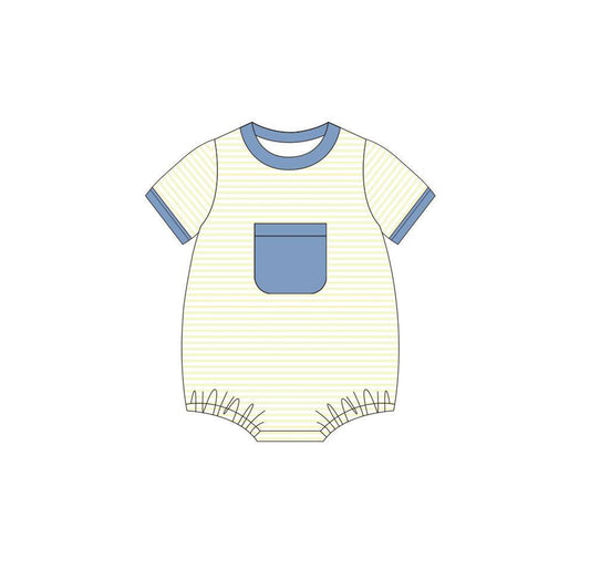 SR1840 no moq pre-order baby boy clothes blue stripes toddler boy summer bubble-2024.5.16