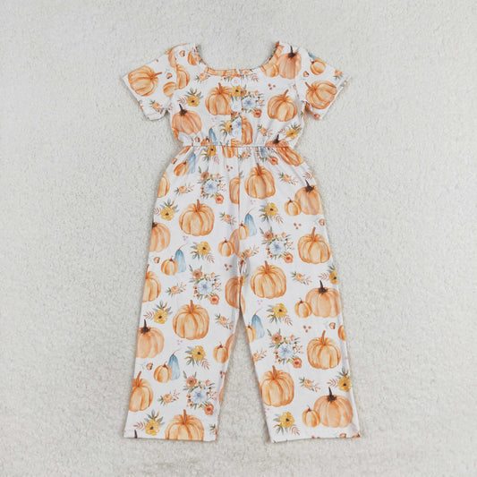 rts no moq SR1880 Pumpkin Flower Short Sleeve Bodysuit