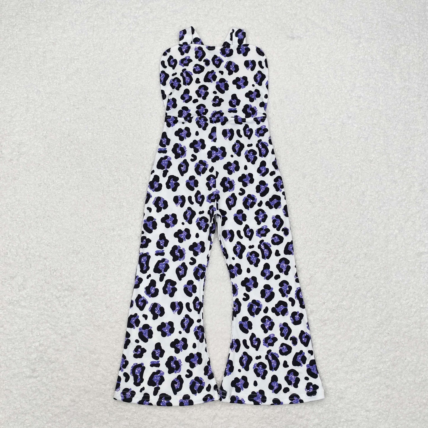 RTS NO MOQ ETA 5/7days Arrived SR1932 Purple leopard print white suspender jumpsuit